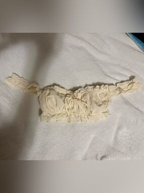 Urban Outfitters Cream Eyelet Lace Smocked Top